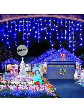 164FT 1600LED Outdoor Christmas Ice Lights - 320 Drops, 8 Modes, Holiday Decor